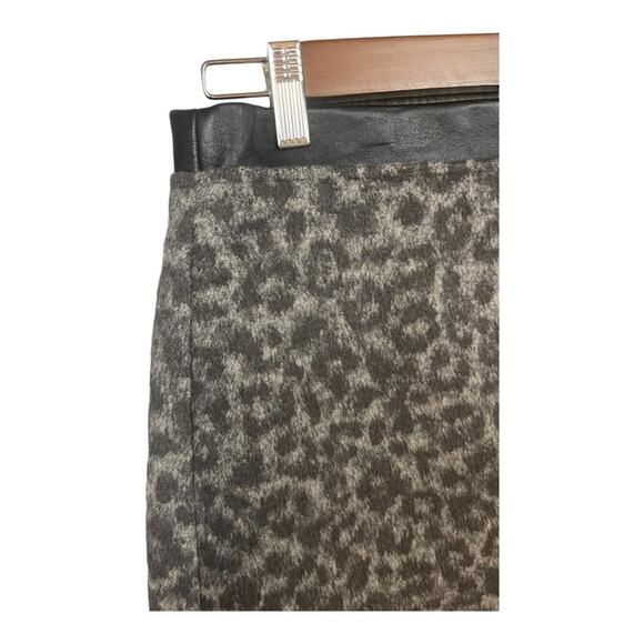 Club Monaco‎ Leather Detail Wool Blend Centie Skirt in Leopard Print Size 10 NWT - Picture 6 of 12